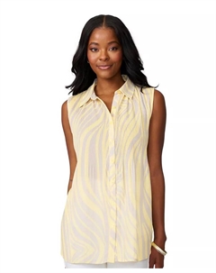 Женский плиссированный топ без рукавов с воротником, мультиколор Cable & gauge