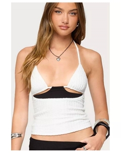 Женский топ Powell с текстурированным вырезом и бретелькой через шею, белый Edikted