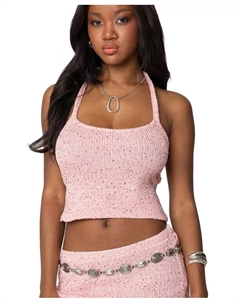 Женский трикотажный топ Shaylee с открытой спиной и пайетками, розовый Edikted