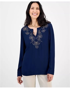 Женская туника Shine с вышивкой, синий Jm collection