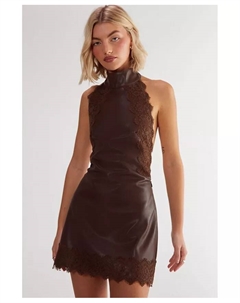 Женское платье-халтер из искусственной кожи с завязками на спине, коричневый Nasty gal