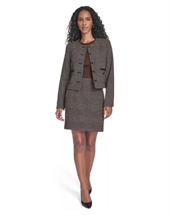 Женская новинка: юбка, жакет на пуговицах спереди и ребристый свитер с короткими рукавами, черный Calvin klein