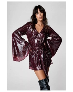 Женское мини-платье с расклешенными рукавами и завязкой спереди, красный Nasty gal