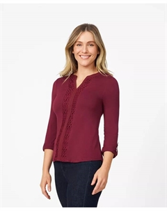 Женский топ-хенли с кружевной отделкой, красный Cable & gauge