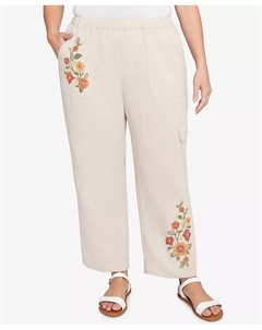 Брюки до щиколотки Copper Canyon больших размеров с цветочной вышивкой, коричневый/бежевый Alfred dunner