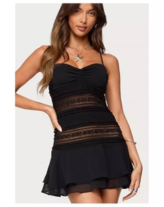 Женское мини-платье Marcia из шифона и кружева, черный Edikted