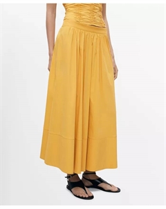 Женская длинная юбка со сборками, желтый Mango