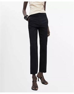 Женские укороченные брюки прямого кроя, черный Mango