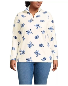 Флисовый свитер больших размеров Anyweather с застежкой-молнией на четверть дюйма Lands' end