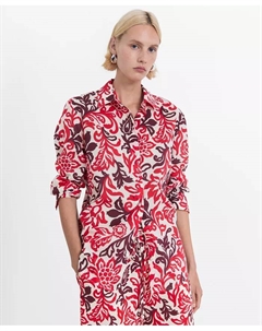 Женская хлопковая рубашка с принтом, коричневый/бежевый Mango