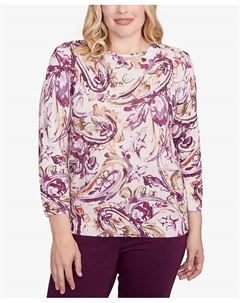 Женский свитер Urban Legend с блестящим узором пейсли и круглым вырезом, слоновая кость/кремовый Alfred dunner