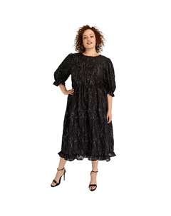 Женское платье из металлизированного жаккарда, черный June+vie