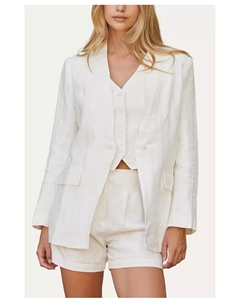 Женский льняной блейзер Zoey без воротника, белый Crescent