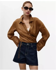 Женские джинсовые шорты с высокой талией, синий Mango