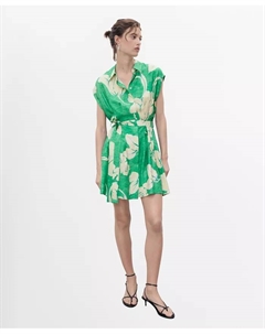 Женское платье с принтом на поясе, зеленый Mango