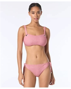 Верх бикини с люверсами и плавки с высоким вырезом и завязками по бокам, розовый Michael kors