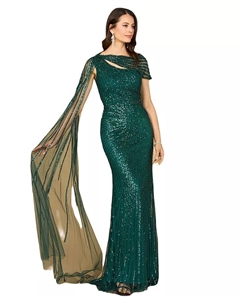 Женское приталенное платье на одно плечо, зеленый Lara