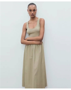 Женское расклешенное платье из комбинированной ткани, коричневый/бежевый Mango