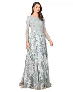 Женское скромное платье с длинными рукавами, расшитое бисером, серый Lara