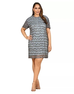 Женское платье-футболка с бисером, серый Lara