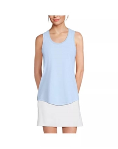 Женская туника Power Performance без рукавов с круглым вырезом и закругленным подолом, синий Lands' end