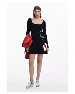 Женское короткое платье с цветочным принтом, черный Desigual