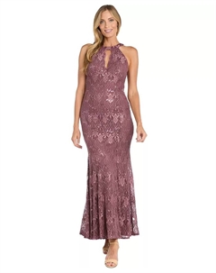 Женское платье-халтер с кружевом и пайетками, красный R&m richards