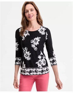 Миниатюрный жаккардовый топ с круглым вырезом, черный Jm collection