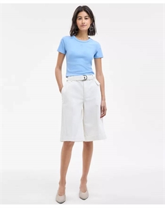 Женские хлопковые джинсовые шорты-бермуды с высокой талией, белый Hugo