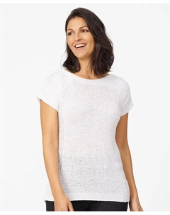 Женский вязаный свитер с круглым вырезом из ленточной пряжи, синий Cable & gauge