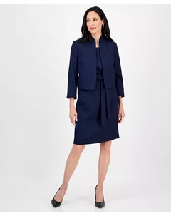 Женский костюм с жакетом и платьем-футляром с поясом, стандартный и миниатюрный, синий Le suit