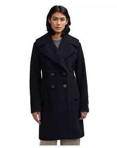 Женский двубортный шерстяной бушлат Runa с воротником из шерпы, черный Scotch&soda