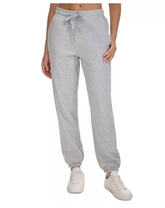 Женские флисовые спортивные брюки с высокой талией и завязками, серебряный Calvin klein