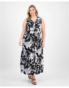 Платье макси размера плюс с принтом и перекрученным спереди, черный Connected