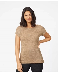 Женский вязаный свитер с круглым вырезом из ленточной пряжи, синий Cable & gauge