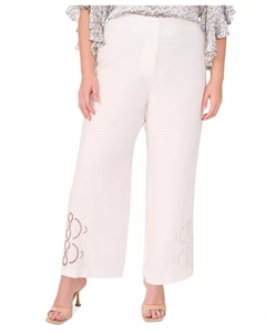 Брюки больших размеров с высокой талией и широкими штанинами, белый Vince camuto