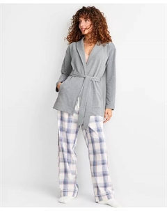 Женский махровый халат с начесом сзади, серый State of day