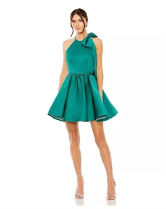 Женское мини-платье с высоким воротом и бантом, зеленый Mac duggal