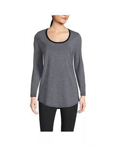 Женская туника Power Performance с длинным рукавом, круглым вырезом и закругленным подолом, мультиколор Lands' end