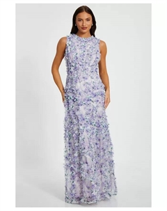 Женское платье макси с цветочным принтом и рукавами-фонариками, коричневый/бежевый Quiz