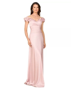 Женское атласное платье с открытыми плечами, розовый Lara