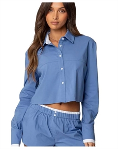 Женская рубашка Danette oversize на пуговицах, синий Edikted