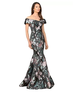 Женское приталенное платье силуэта «русалка» из парчи, мультиколор Lara