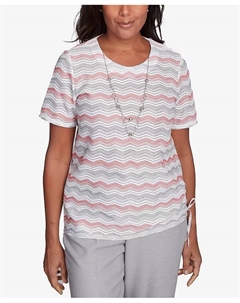 Женский топ Estate of Mind Chevron Shimmer с ожерельем, мультиколор Alfred dunner