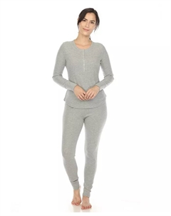 Женский вафельный пижамный комплект, серый White mark