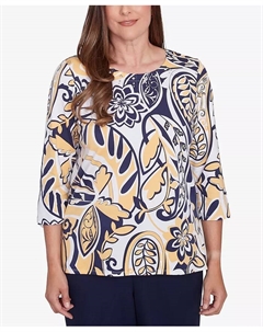 Миниатюрный топ с круглым вырезом и эффектным узором пейсли, мультиколор Alfred dunner