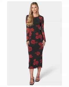 Женская макси-кофта Powermesh с длинными рукавами и принтом, черный Bebe