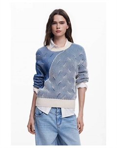 Женский двухцветный вязаный свитер, синий Desigual