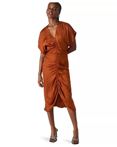 Женское платье Aimee с V-образным вырезом и сборками спереди, коричневый Steve madden