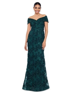 Миниатюрное кружевное платье с открытыми плечами, зеленый Xscape